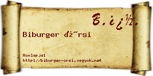 Biburger Örsi névjegykártya